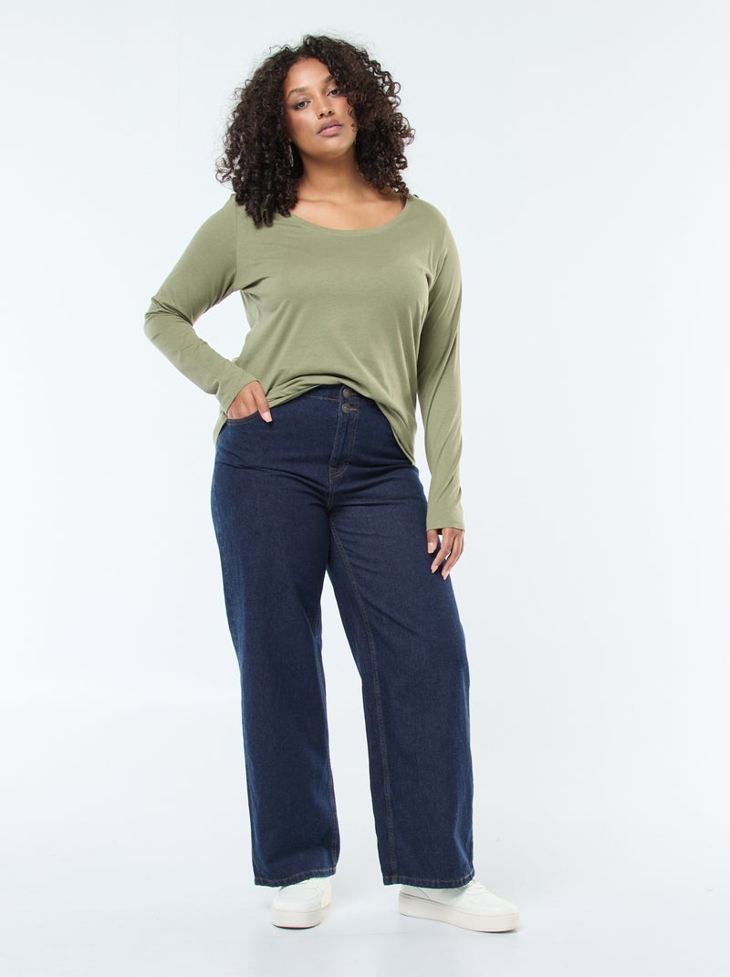 Jean wide leg fit / coupe large et taille élastique Bleu - Kiabi