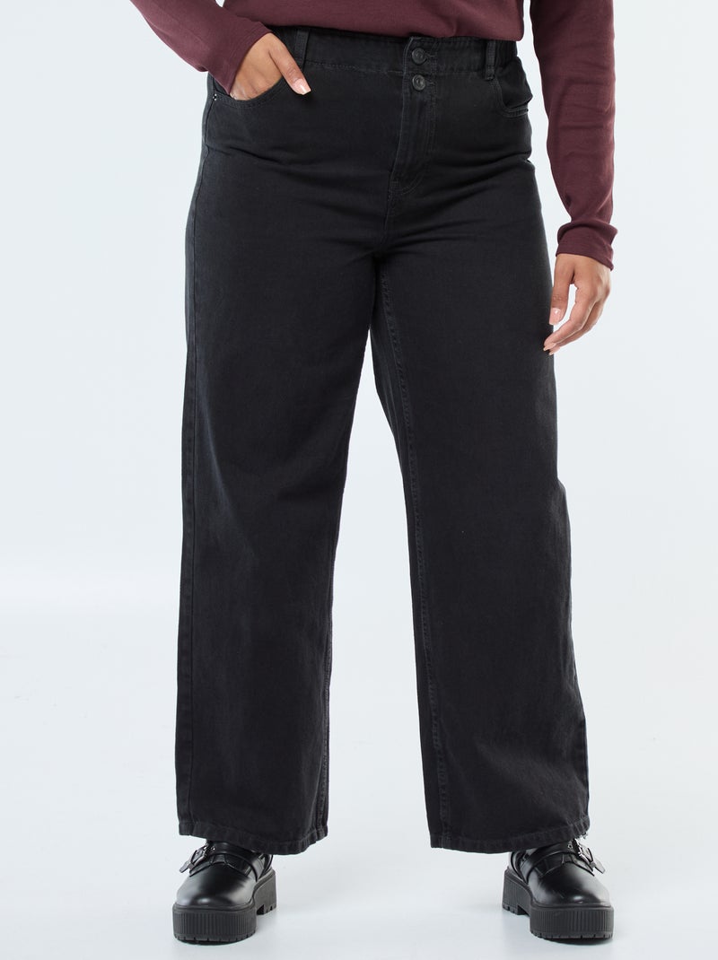 Jean wide leg fit / coupe large et taille élastique Gris - Kiabi