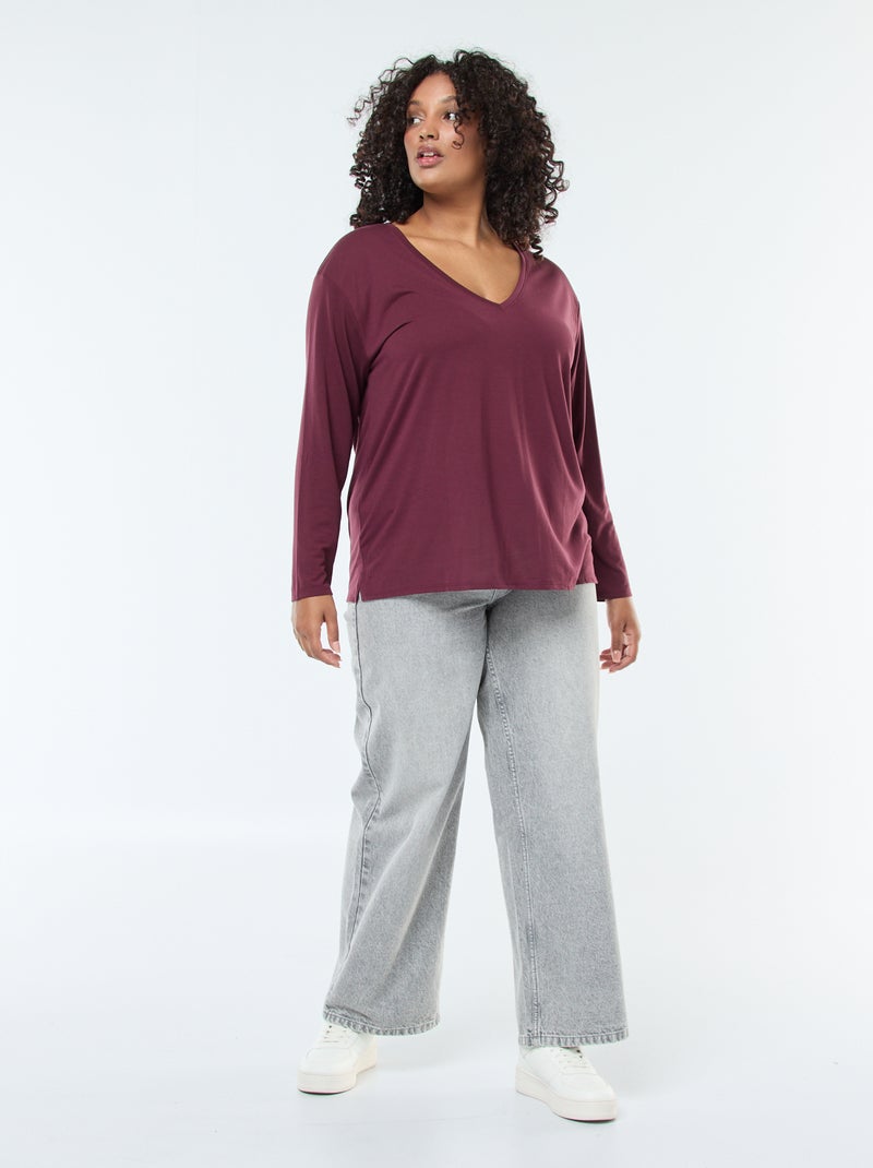 Jean wide leg fit coupe large et taille élastique Gris