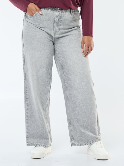 Jean wide leg fit / coupe large et taille élastique - Kiabi