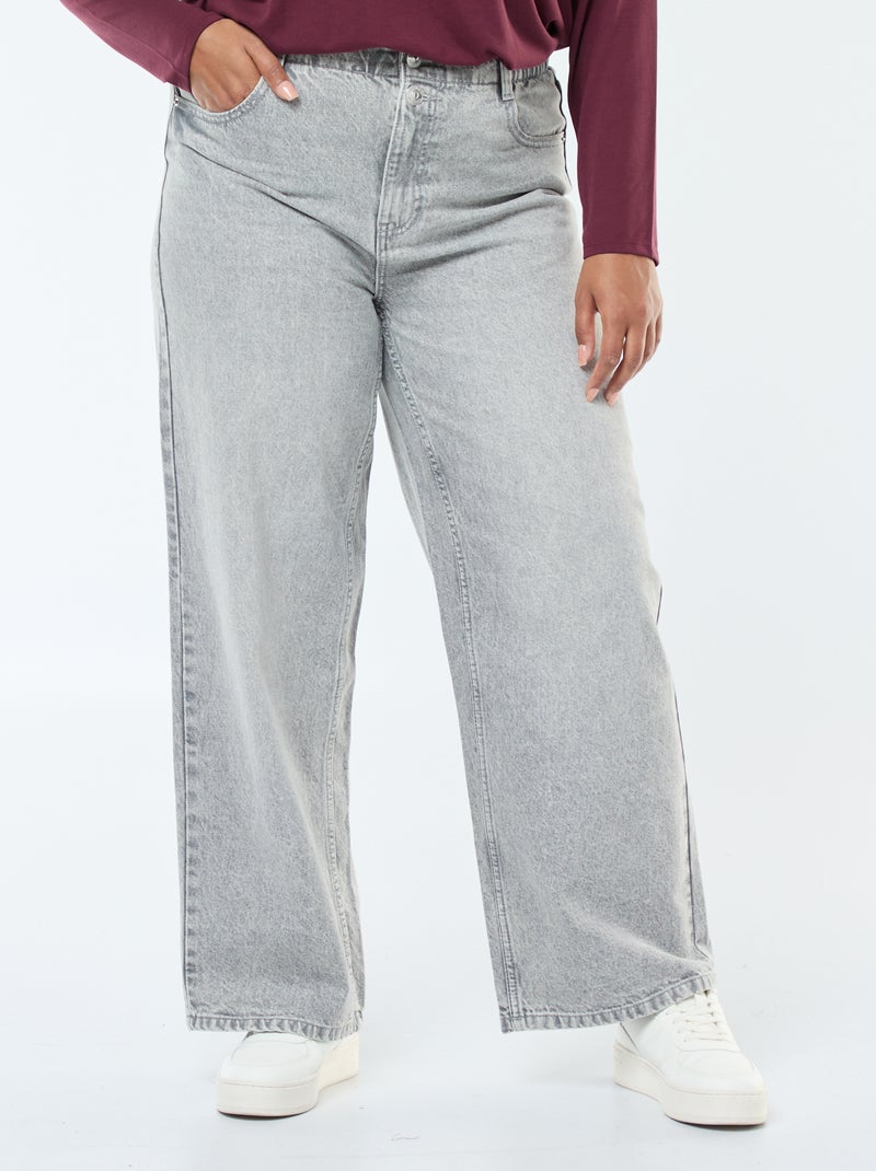 Jean wide leg fit / coupe large et taille élastique Gris - Kiabi