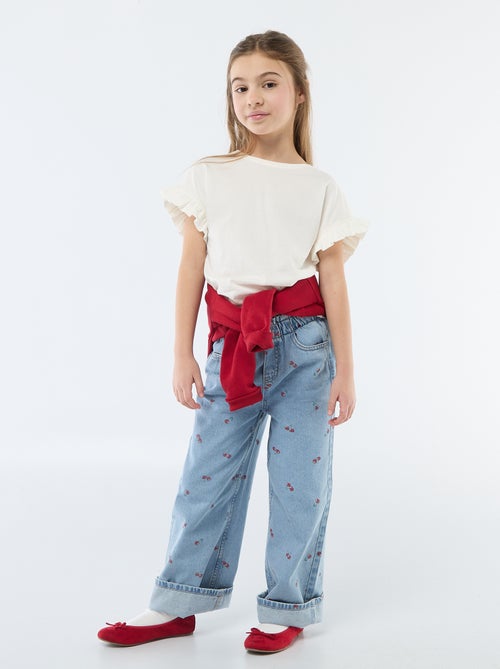 Jean wide leg imprimé fantaisie - Kiabi Jean wide leg imprimé fantaisie - Kiabi