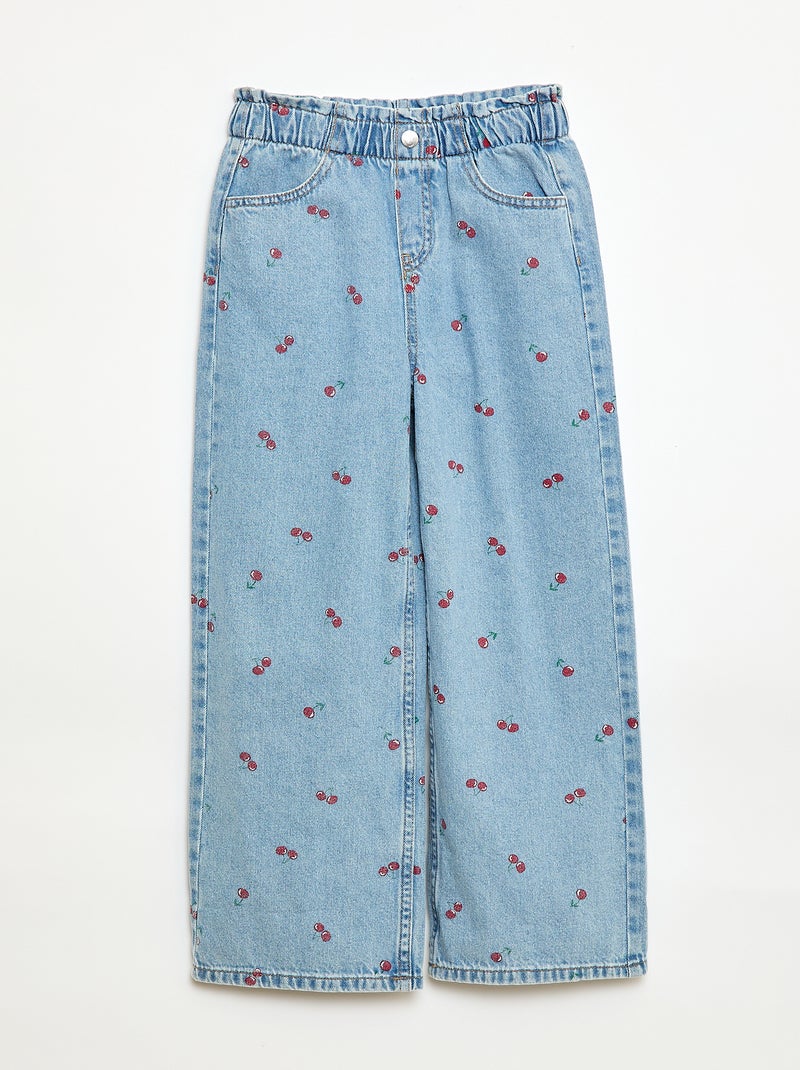 Jean wide leg imprimé fantaisie Bleu - Kiabi