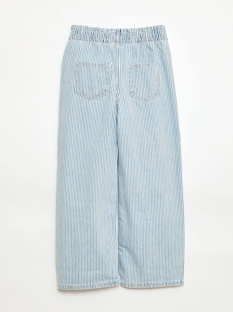 Jean wide leg imprimé fantaisie Bleu rayé - Kiabi