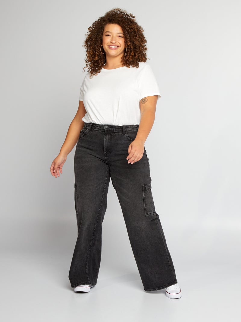 Jean wide leg Noir - Kiabi