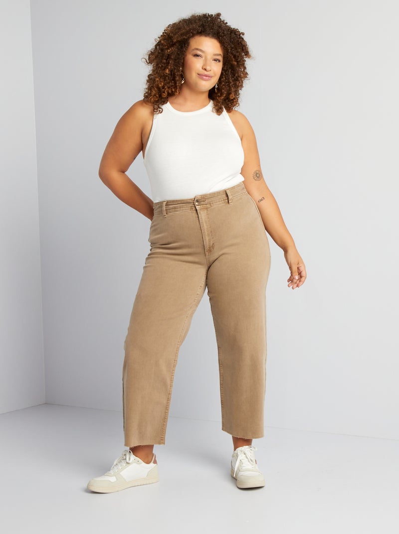 Jean wide leg stretch Marron - Kiabi