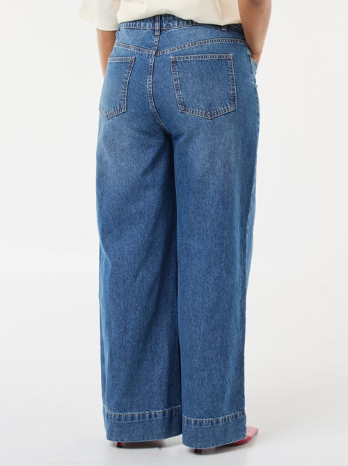 Jean wide leg taille haute avec plis devant - Kiabi