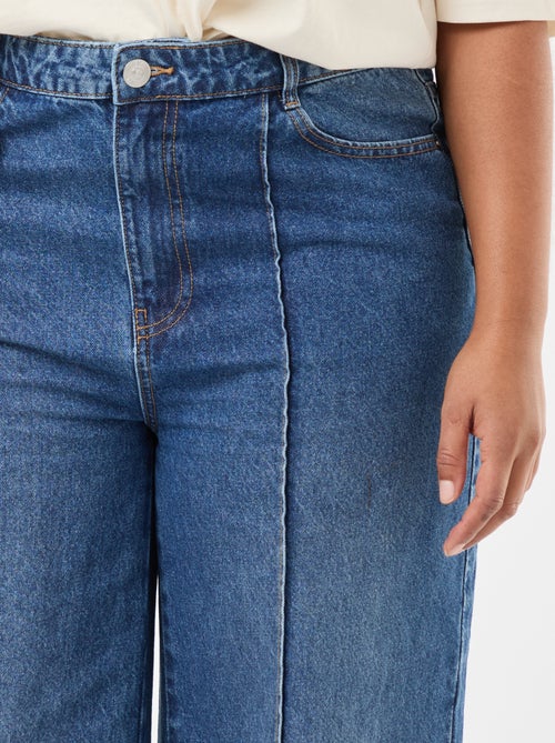 Jean wide leg taille haute avec plis devant - Kiabi