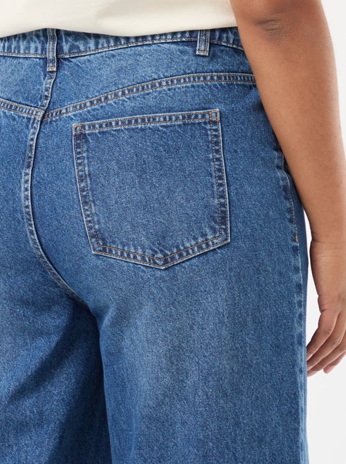 Jean wide leg taille haute avec plis devant - Kiabi