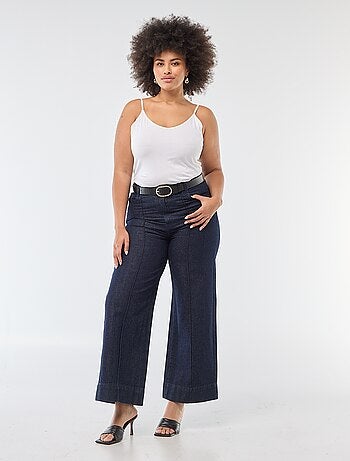 Jean wide leg taille haute avec plis devant