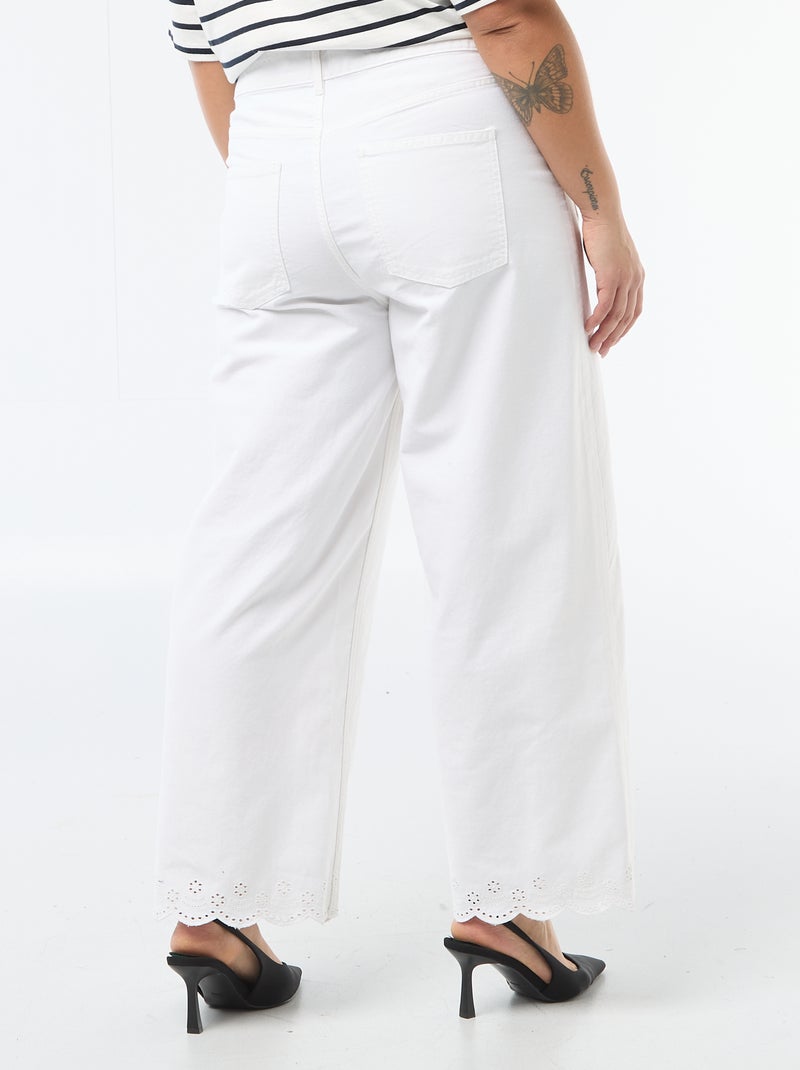 Jean wide leg taille haute avec poches plaquées devant et au dos Blanc - Kiabi