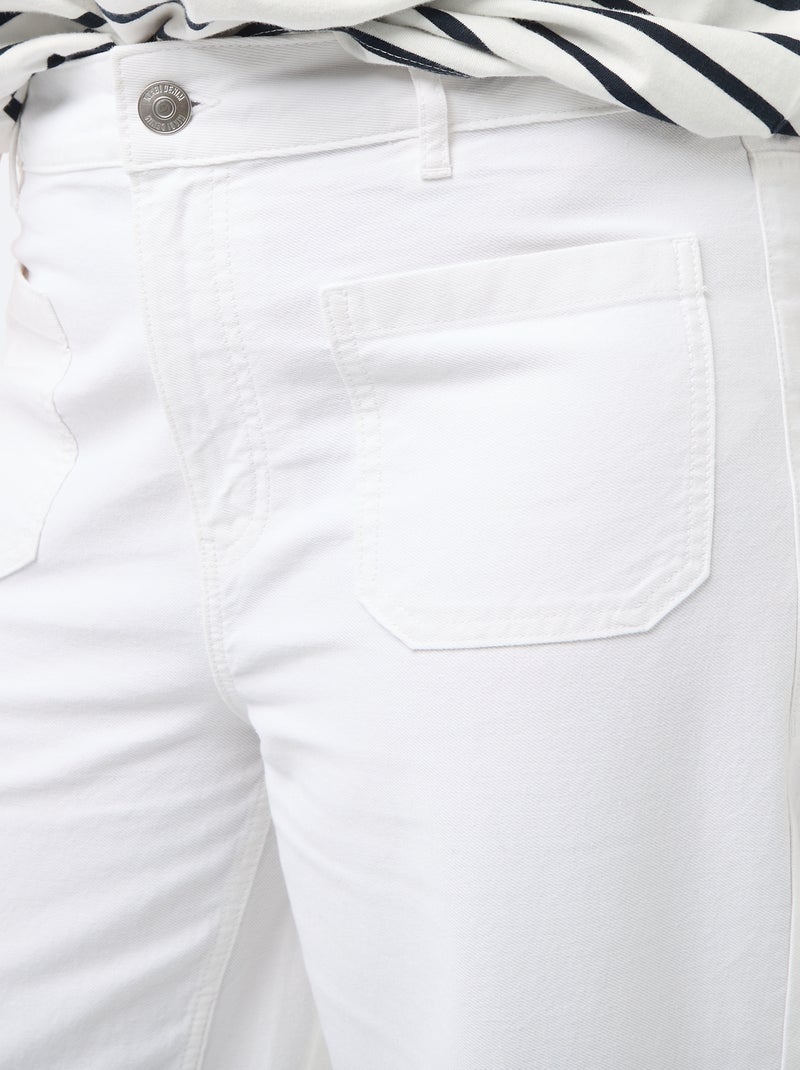 Jean wide leg taille haute avec poches plaquées devant et au dos Blanc - Kiabi
