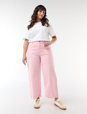 Jean wide leg taille haute avec poches plaquées devant et au dos