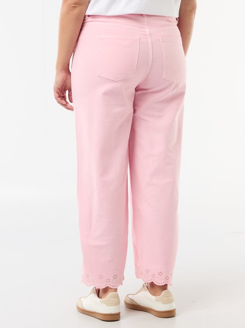 Jean wide leg taille haute avec poches plaquées devant et au dos Rose - Kiabi