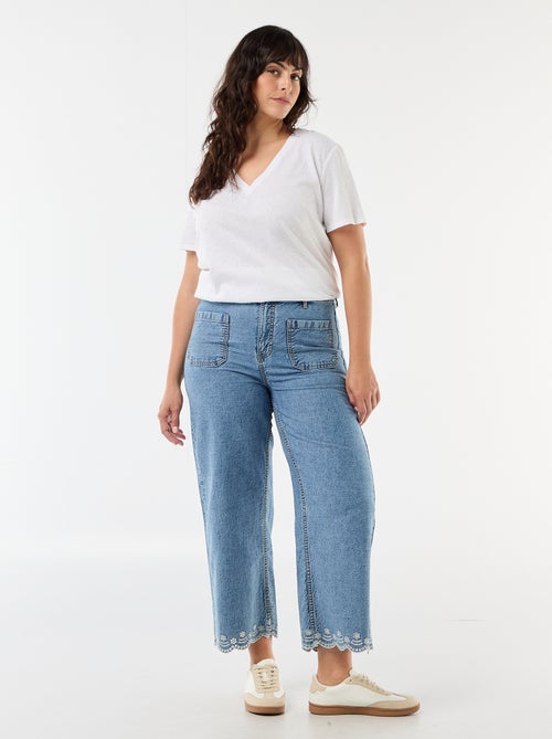 Jean wide leg taille haute avec poches plaquées devant et au dos - Kiabi