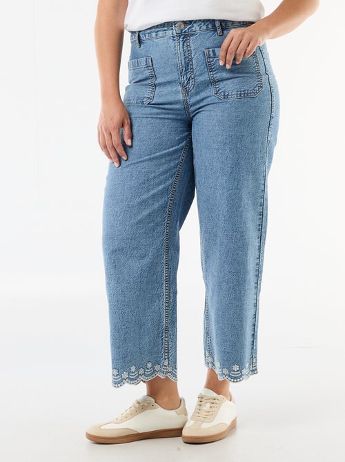 Jean wide leg taille haute avec poches plaquées devant et au dos - Kiabi