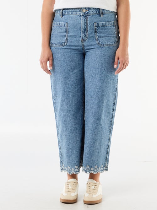 Jean wide leg taille haute avec poches plaquées devant et au dos - Kiabi