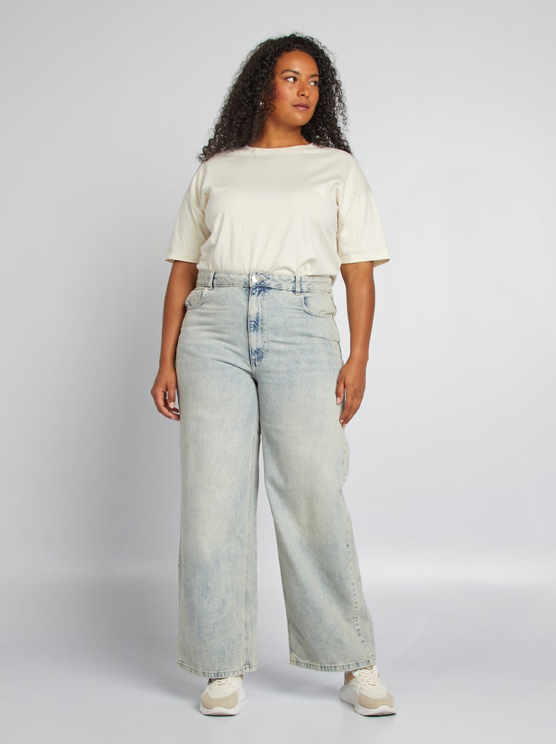 Jean wide leg taille haute Bleu - Kiabi