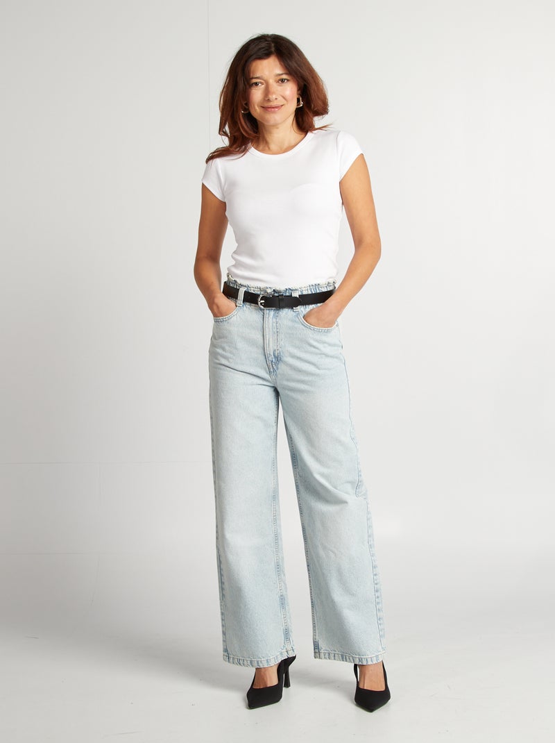 Jean wide leg taille haute Bleu clair - Kiabi