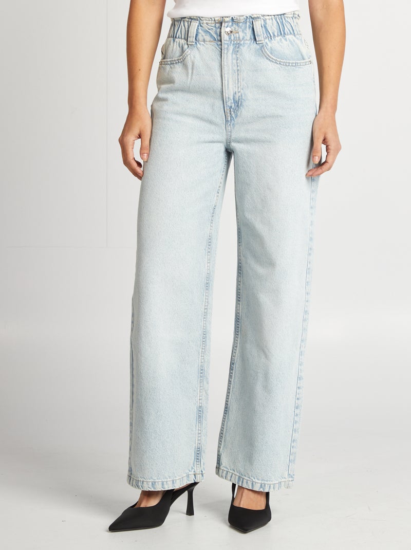 Jean wide leg taille haute Bleu clair - Kiabi