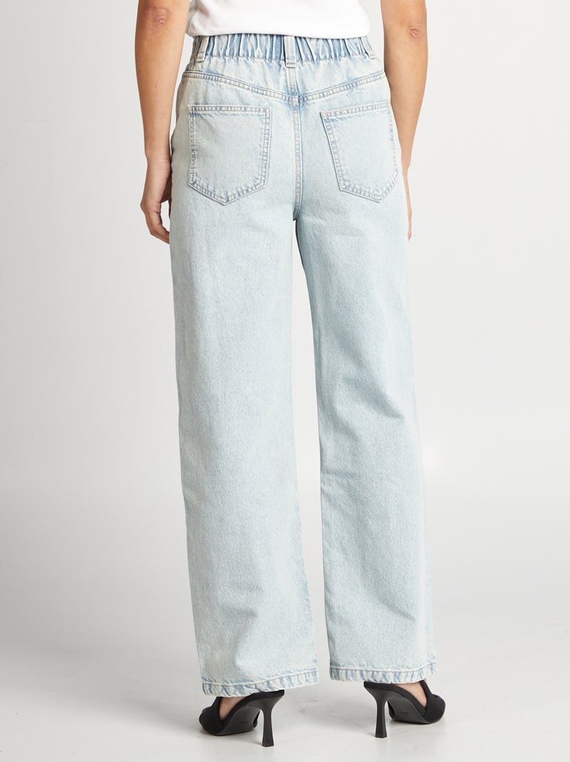 Jean wide leg taille haute Bleu clair - Kiabi