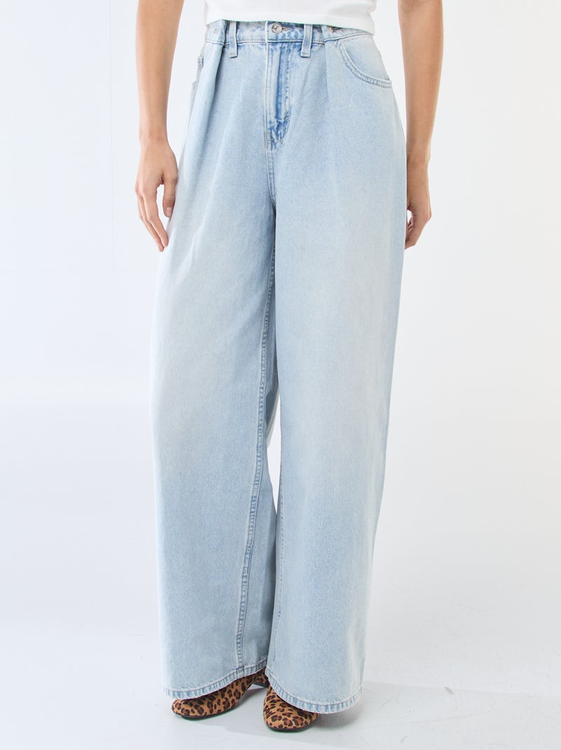 Jean wide leg taille haute Bleu - Kiabi