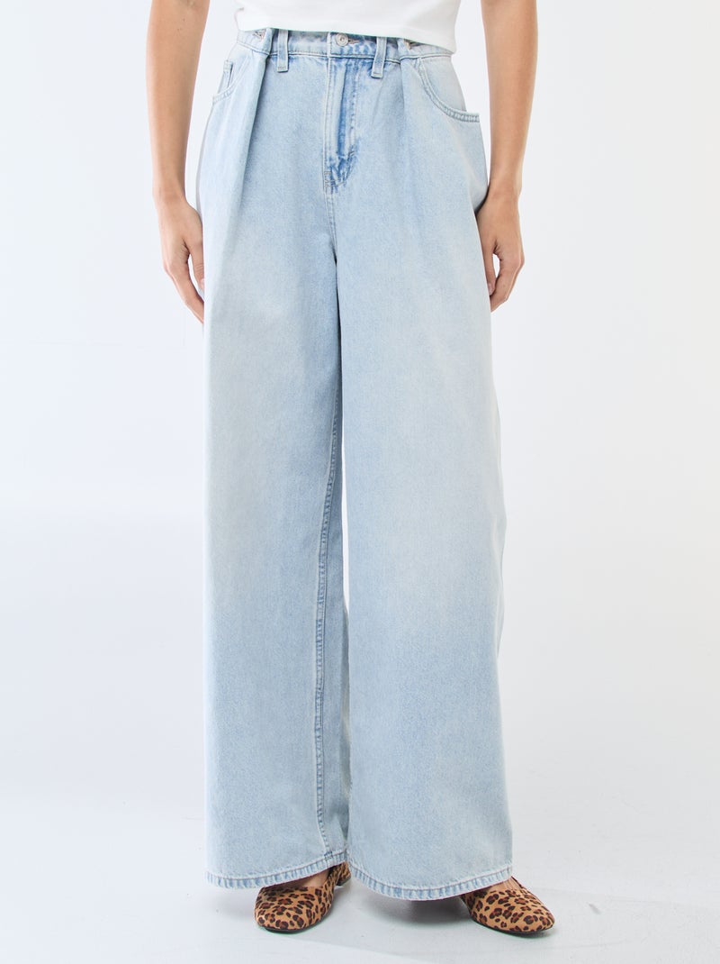 Jean wide leg taille haute Bleu - Kiabi