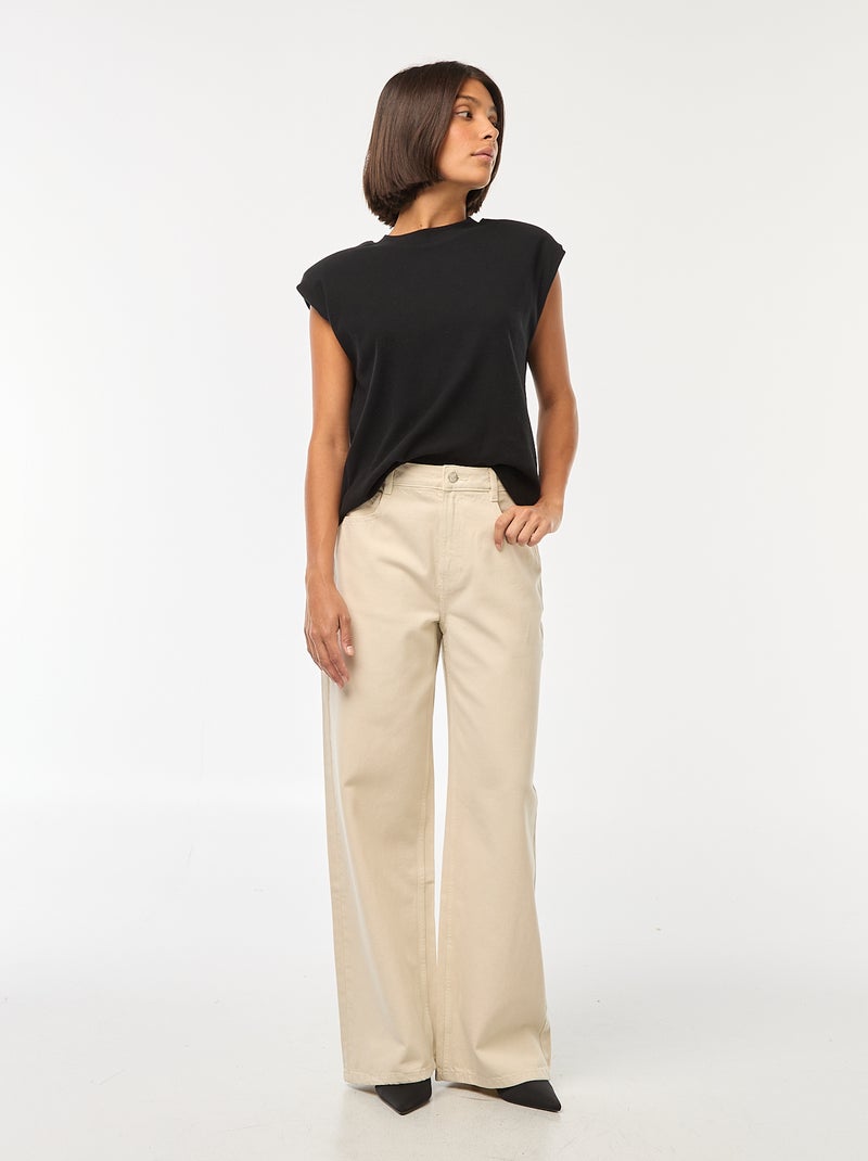Jean Wide leg taille haute Ecru - Kiabi