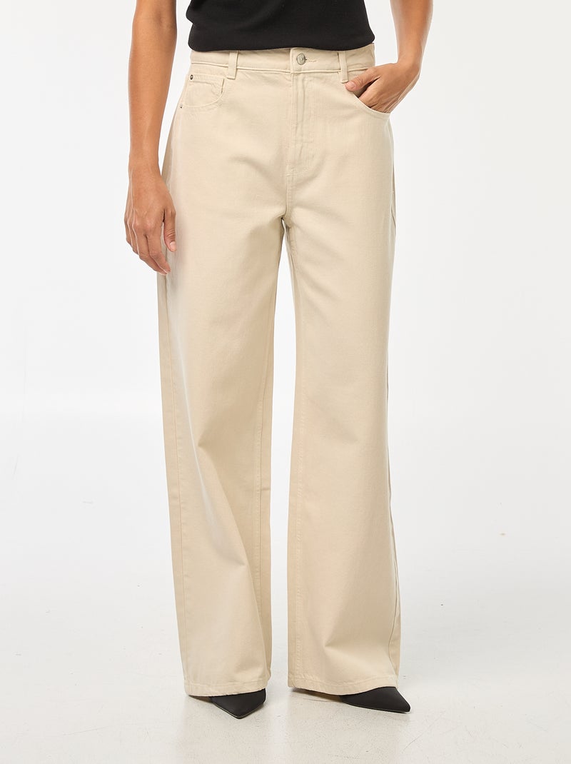 Jean Wide leg taille haute Ecru - Kiabi