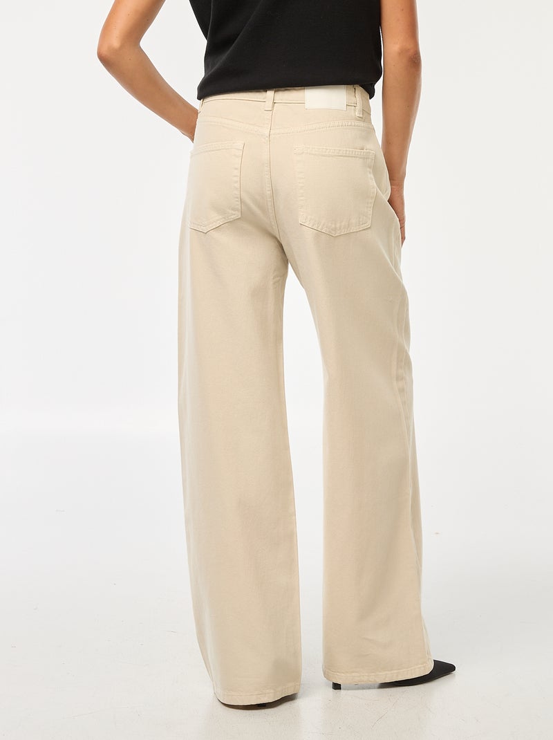 Jean Wide leg taille haute Ecru - Kiabi