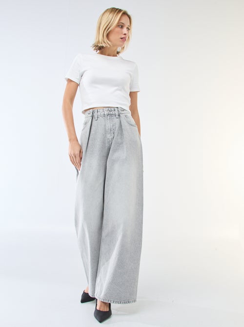 Jean wide leg taille haute - Kiabi