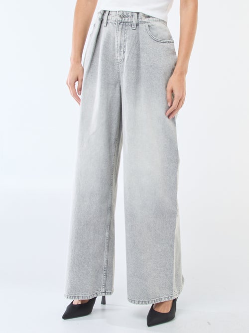Jean wide leg taille haute - Kiabi