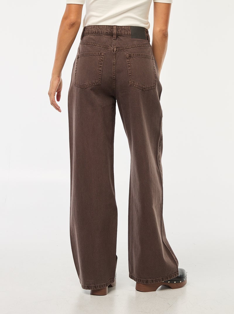 Jean Wide leg taille haute Marron foncé - Kiabi