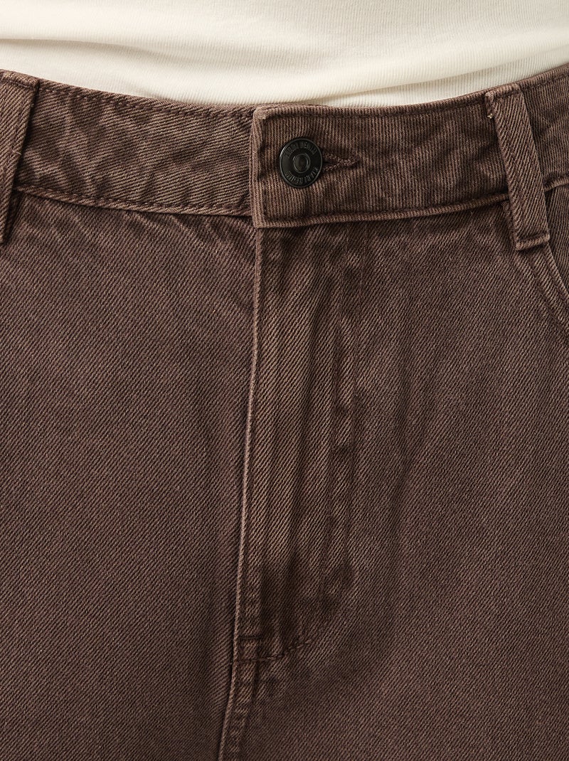 Jean Wide leg taille haute Marron foncé - Kiabi