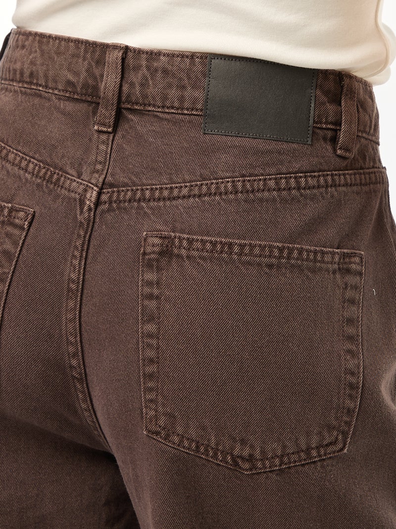 Jean Wide leg taille haute Marron foncé - Kiabi