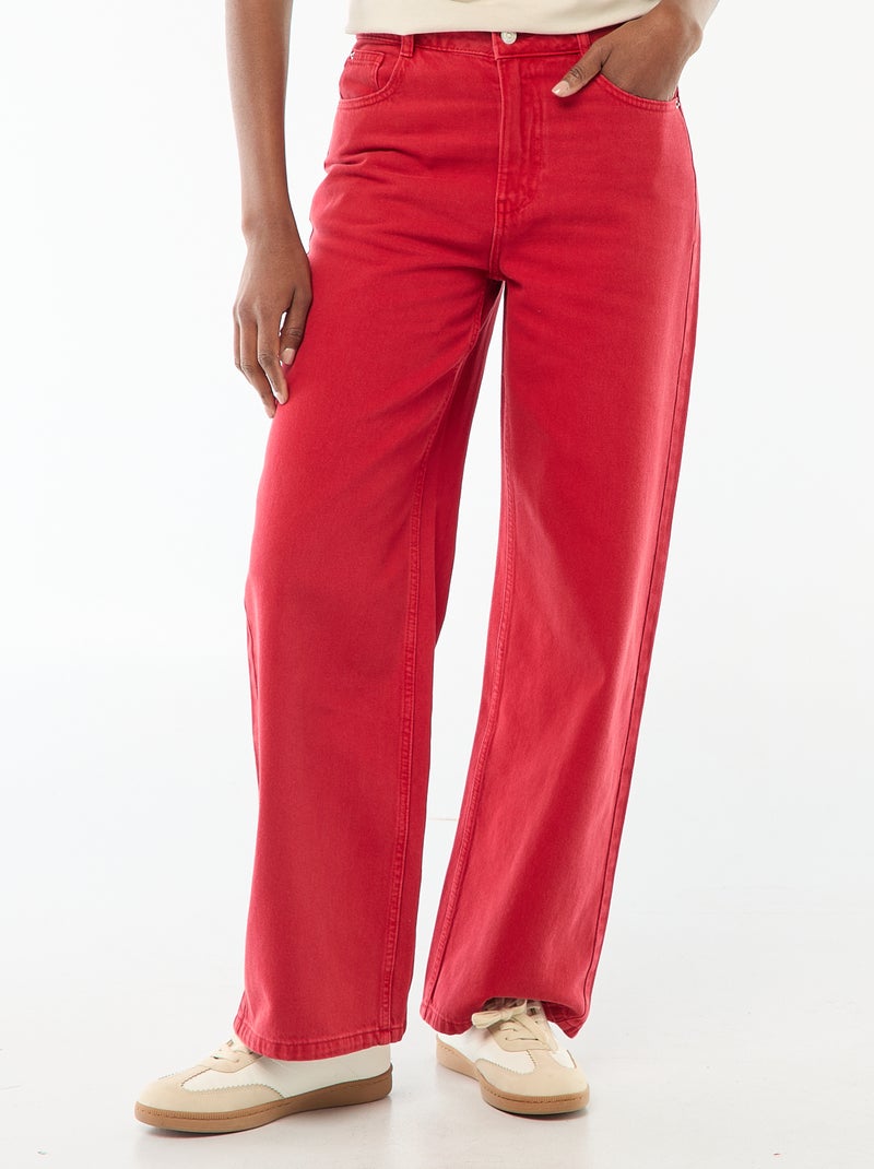 Jean Wide leg taille haute Rouge - Kiabi