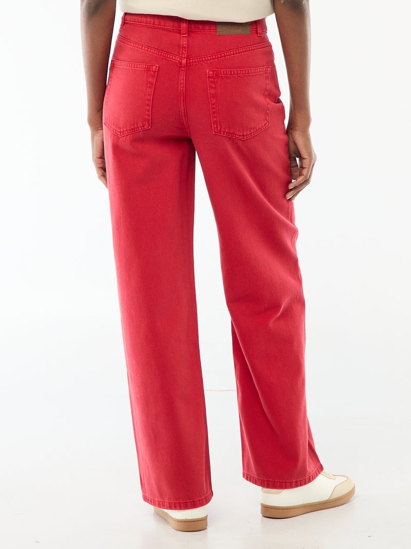 Jean Wide leg taille haute Rouge - Kiabi