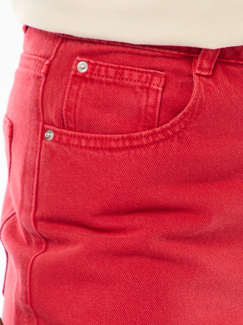 Jean Wide leg taille haute Rouge - Kiabi