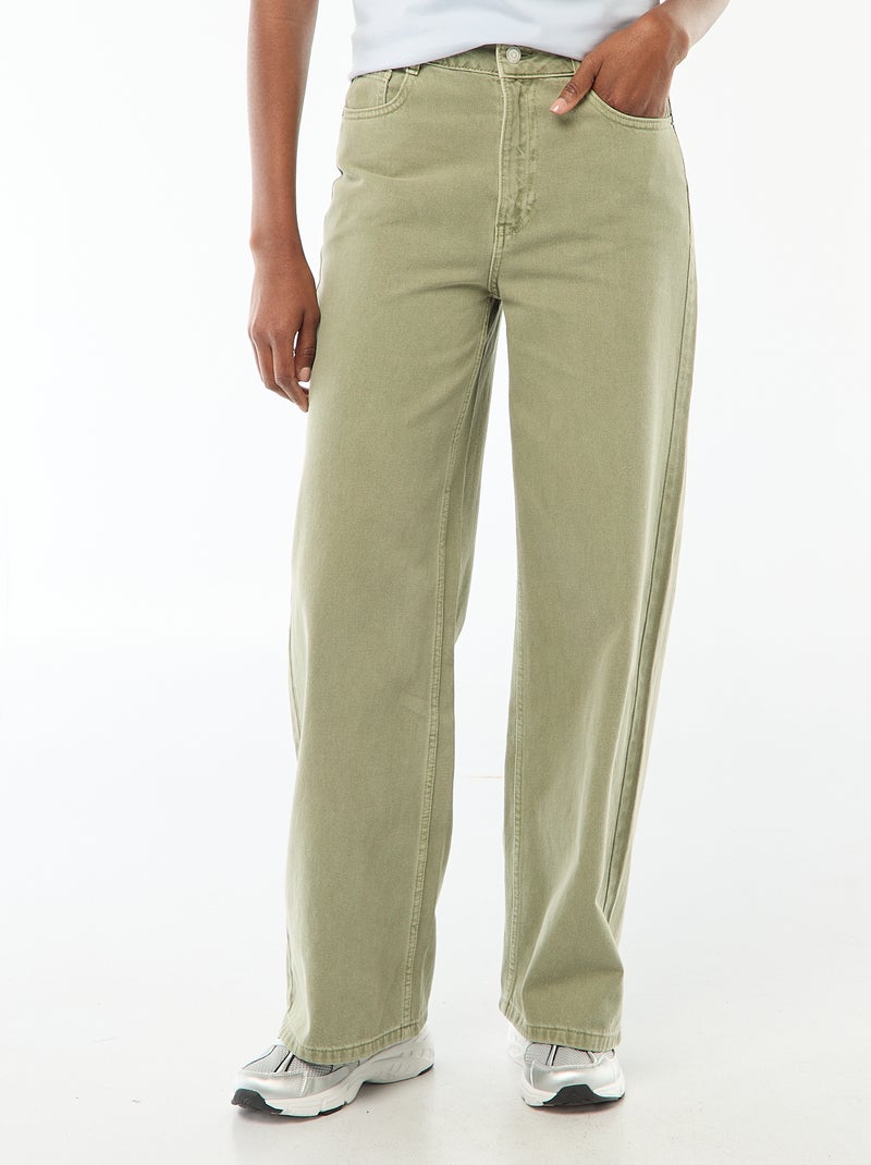 Jean Wide leg taille haute Vert - Kiabi