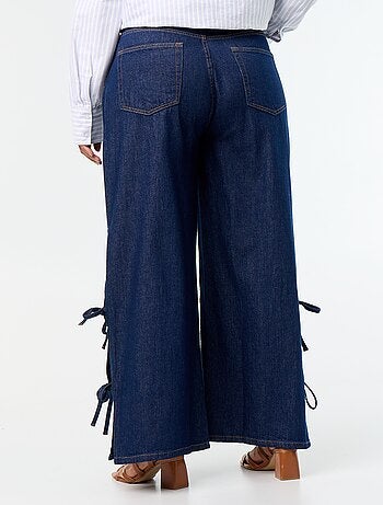 Jean wide legs avec nœuds fantaisies sur les côtés