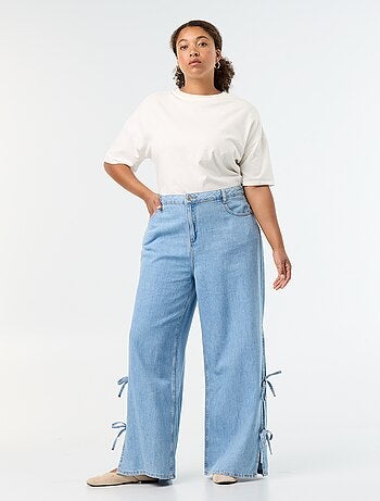 Jean wide legs avec nœuds fantaisies sur les côtés