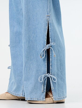 Jean wide legs avec nœuds fantaisies sur les côtés