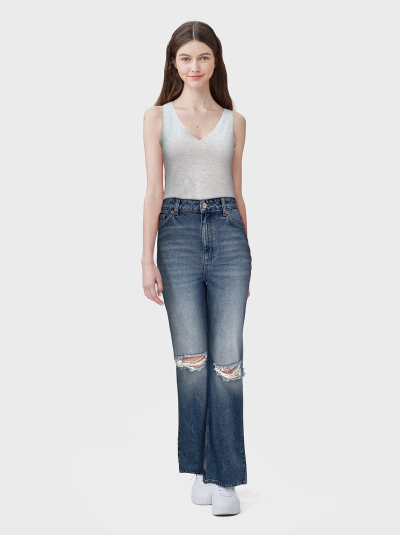 Jean wild leg destroy - 5 poches Bleu - Kiabi