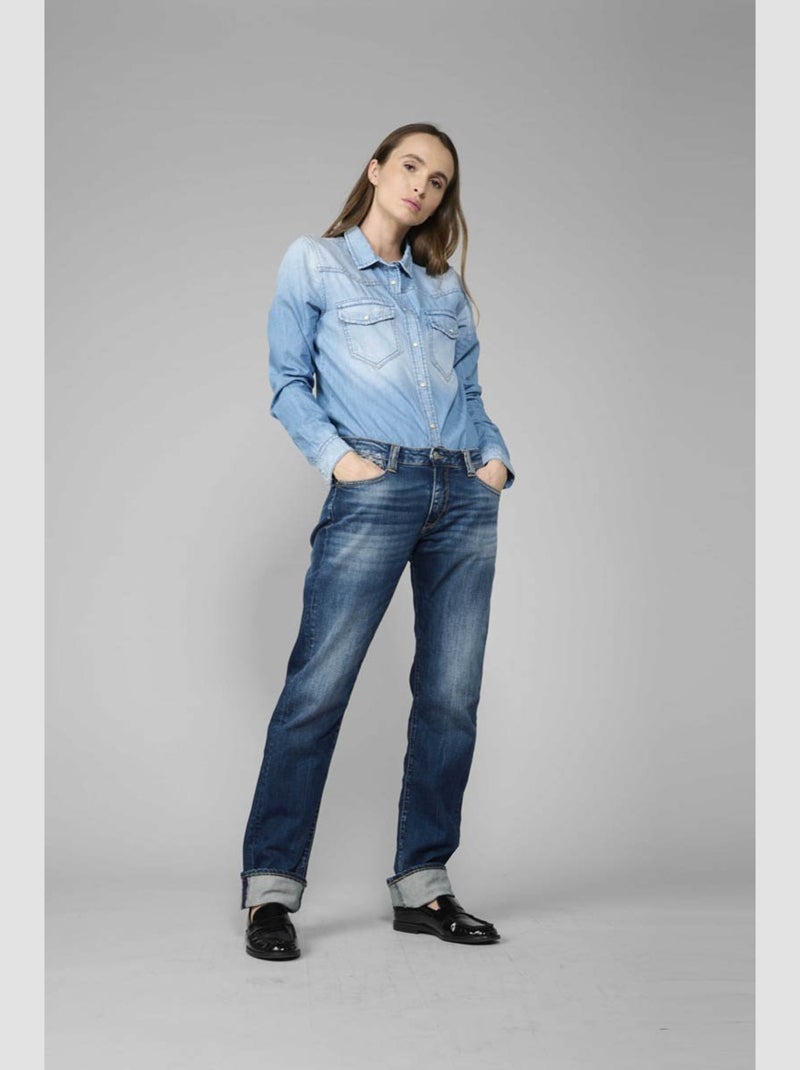 Jeans 200/50 boyfit 7/8ème 7/8ème 'Le Temps Des Cerises' Bleu - Kiabi