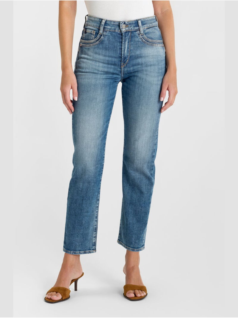 Jeans 400/17 mom droite 7/8ème 'Le Temps Des Cerises' Bleu - Kiabi