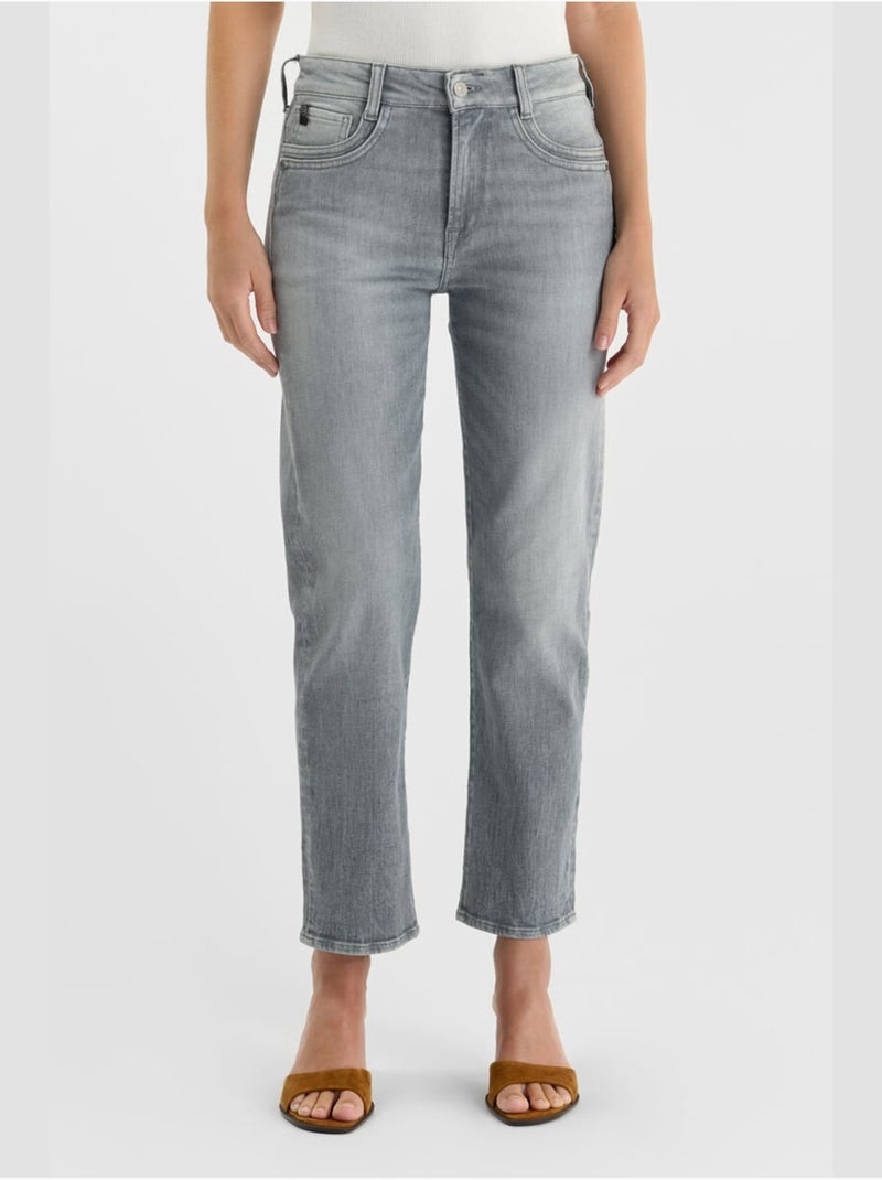 Jeans 400/17 mom droite 7/8ème 'Le Temps Des Cerises' Gris - Kiabi