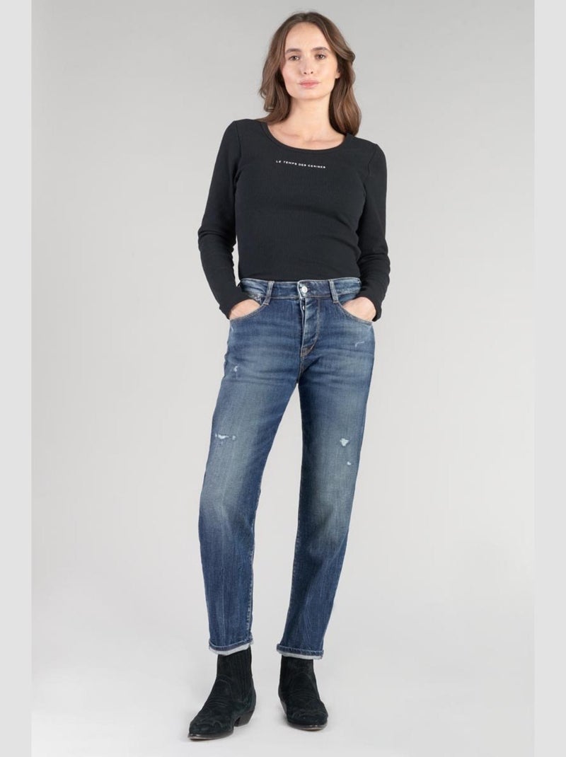Jeans 400/17 mom taille haute 7/8ème mom 7/8ème 'Le Temps Des Cerises' Bleu - Kiabi