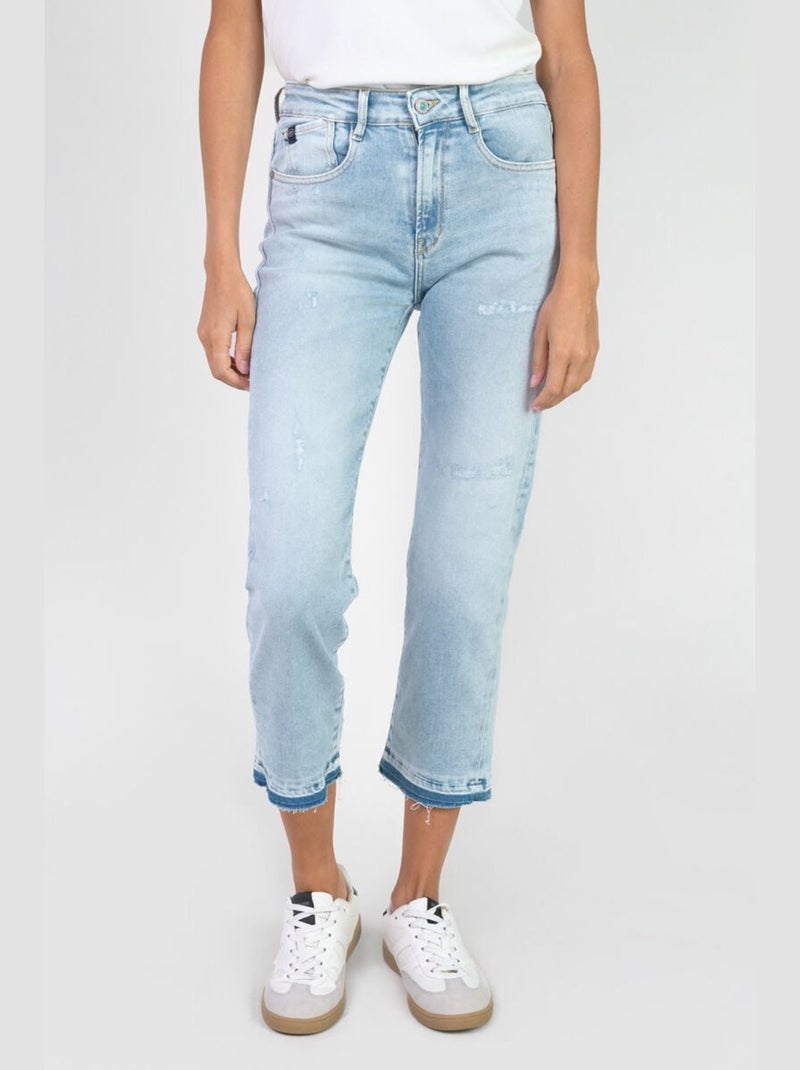 Jeans 400/17 mom taille haute 7/8ème mom 'Le Temps Des Cerises' Bleu - Kiabi
