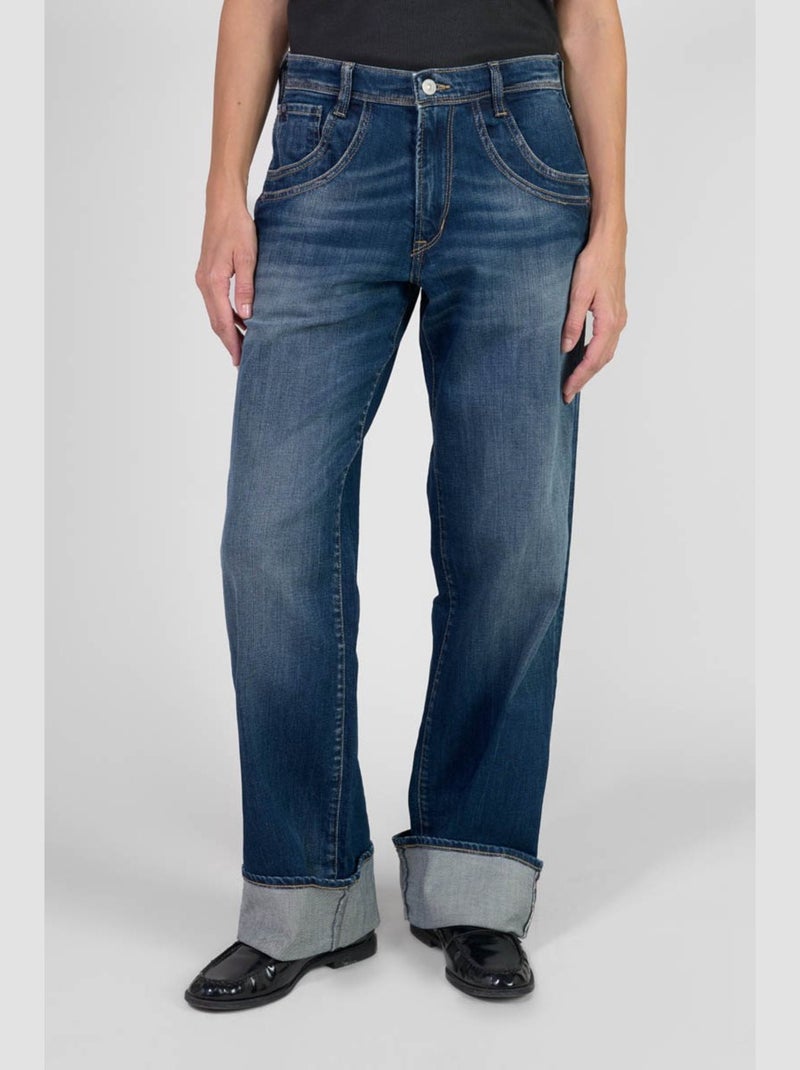 Jeans 400/28 regular loose taille haute regular droit 'Le Temps Des Cerises' Bleu - Kiabi
