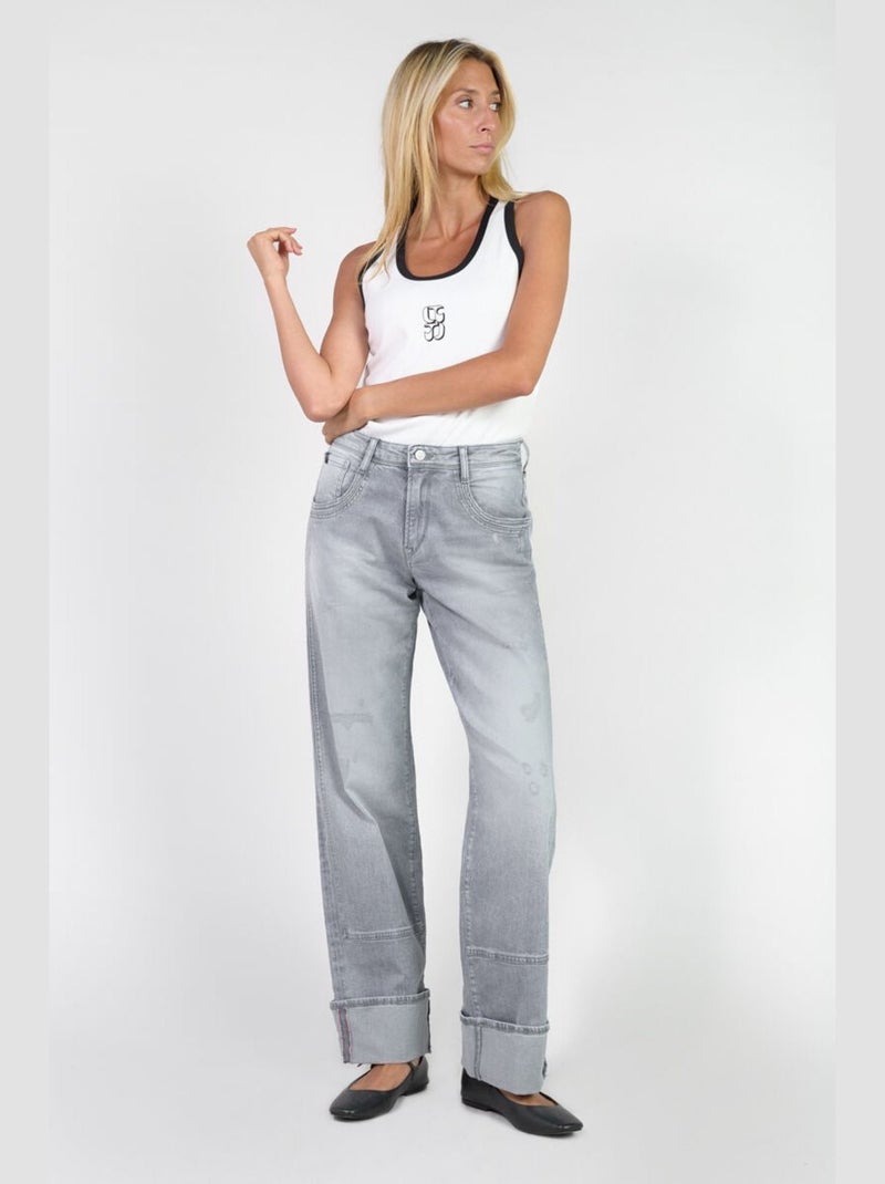 Jeans 400/28 regular loose taille haute regular droit 'Le Temps Des Cerises' Gris - Kiabi